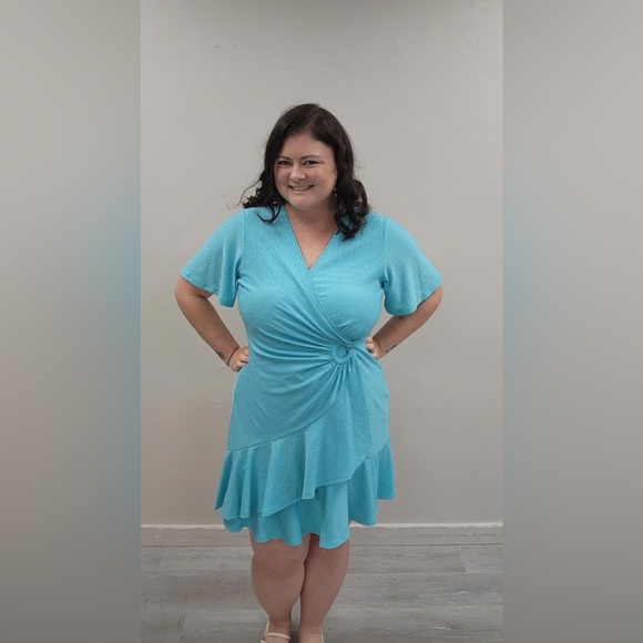 Michael Kors Turquoise Paisley And Eyelet Dress - Size XL - Picture 2 of 5